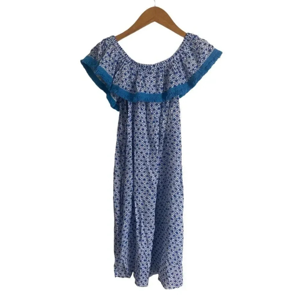 Roller Rabbit Blue Fringe Patterned Top - Picture 3 of 7